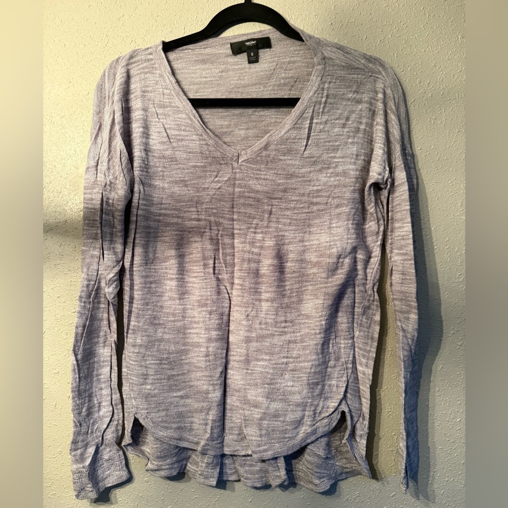 Mossimo Supply Co. Heathered Long Sleeve V-Neck Top - Light Gray